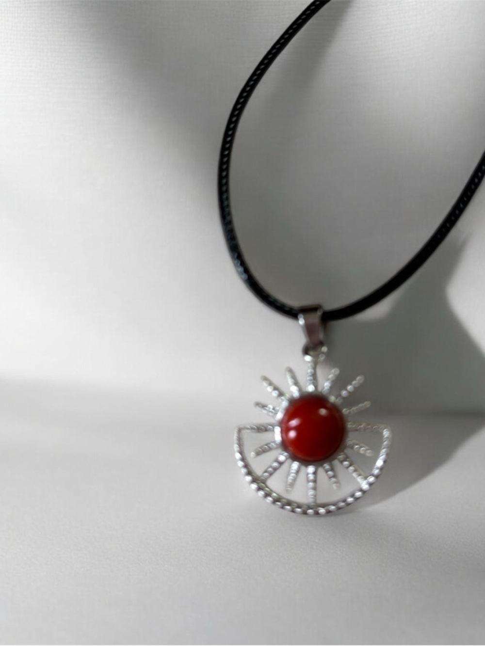 Red Sunburst Jasper Pendant Necklace - Women Jewelry